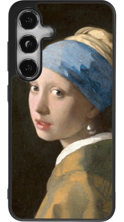 Coque Samsung Galaxy S24 - Silicone rigide noir Tableau art - La Jeune fille à la perle - Johannes Vermeer