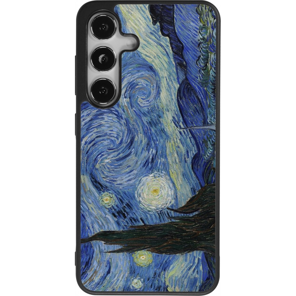 Coque Samsung Galaxy S24 - Silicone rigide noir Tableau art - La Nuit étoilée - Van Gogh