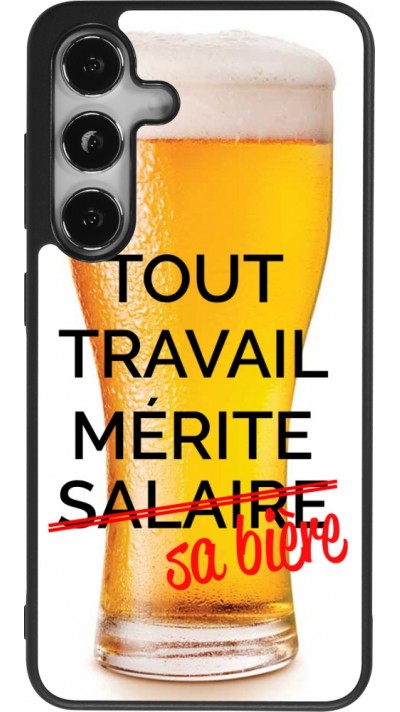 Coque Samsung Galaxy S24 - Silicone rigide noir Tout travail mérite sa bière