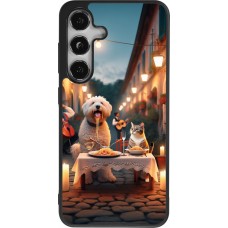 Coque Samsung Galaxy S24 - Silicone rigide noir Valentine 2024 Dog & Cat Candlelight