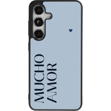 Coque Samsung Galaxy S24 - Silicone rigide noir Valentine 2024 mucho amor azul