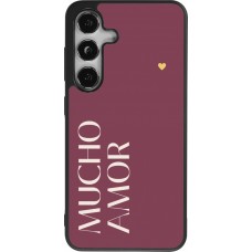 Coque Samsung Galaxy S24 - Silicone rigide noir Valentine 2024 mucho amor rosado