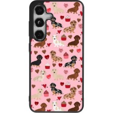 Coque Samsung Galaxy S24 - Silicone rigide noir Valentine 2024 puppy love