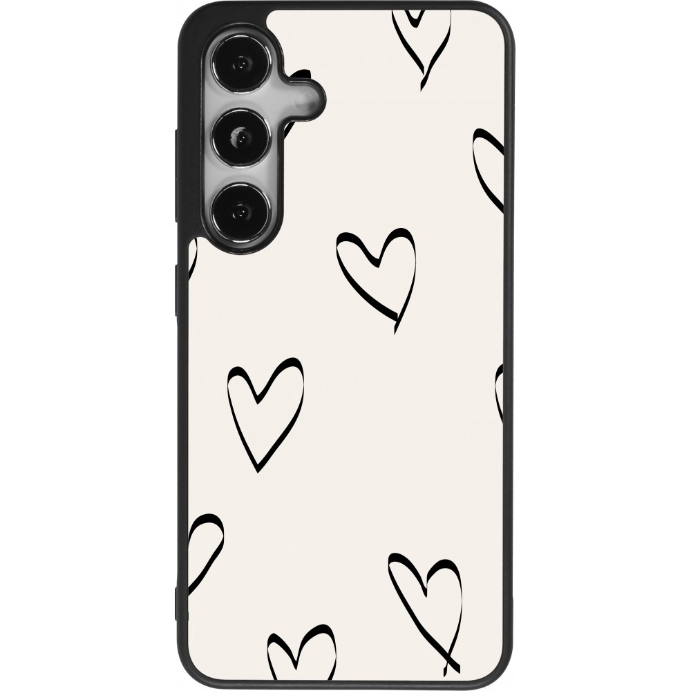 Coque Samsung Galaxy S24 - Silicone rigide noir Valentine 2023 minimalist hearts