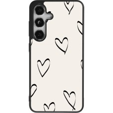Coque Samsung Galaxy S24 - Silicone rigide noir Valentine 2023 minimalist hearts