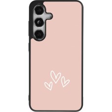 Coque Samsung Galaxy S24 - Silicone rigide noir Valentine 2023 three minimalist hearts