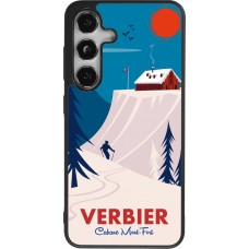 Coque Samsung Galaxy S24 - Silicone rigide noir Verbier Cabane Mont-Fort