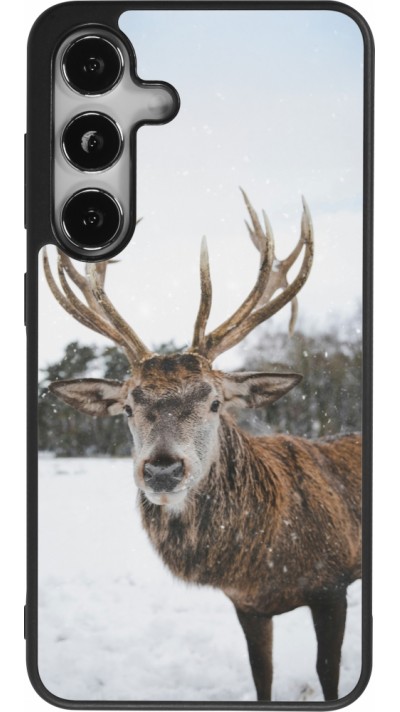 Coque Samsung Galaxy S24 - Silicone rigide noir Winter 25 Winter reindeer
