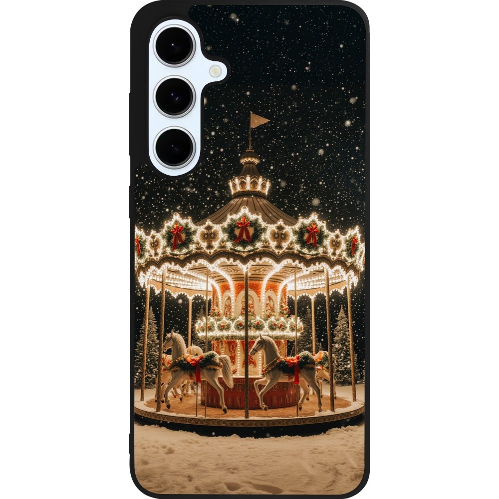 Coque Samsung Galaxy S24 FE - Silicone rigide noir Christmas 25 Carousel