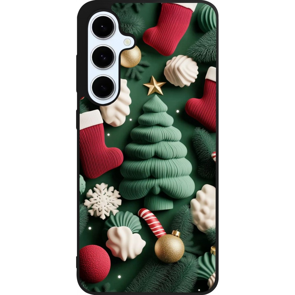 Coque Samsung Galaxy S24 FE - Silicone rigide noir Christmas 25 Christmas textiles