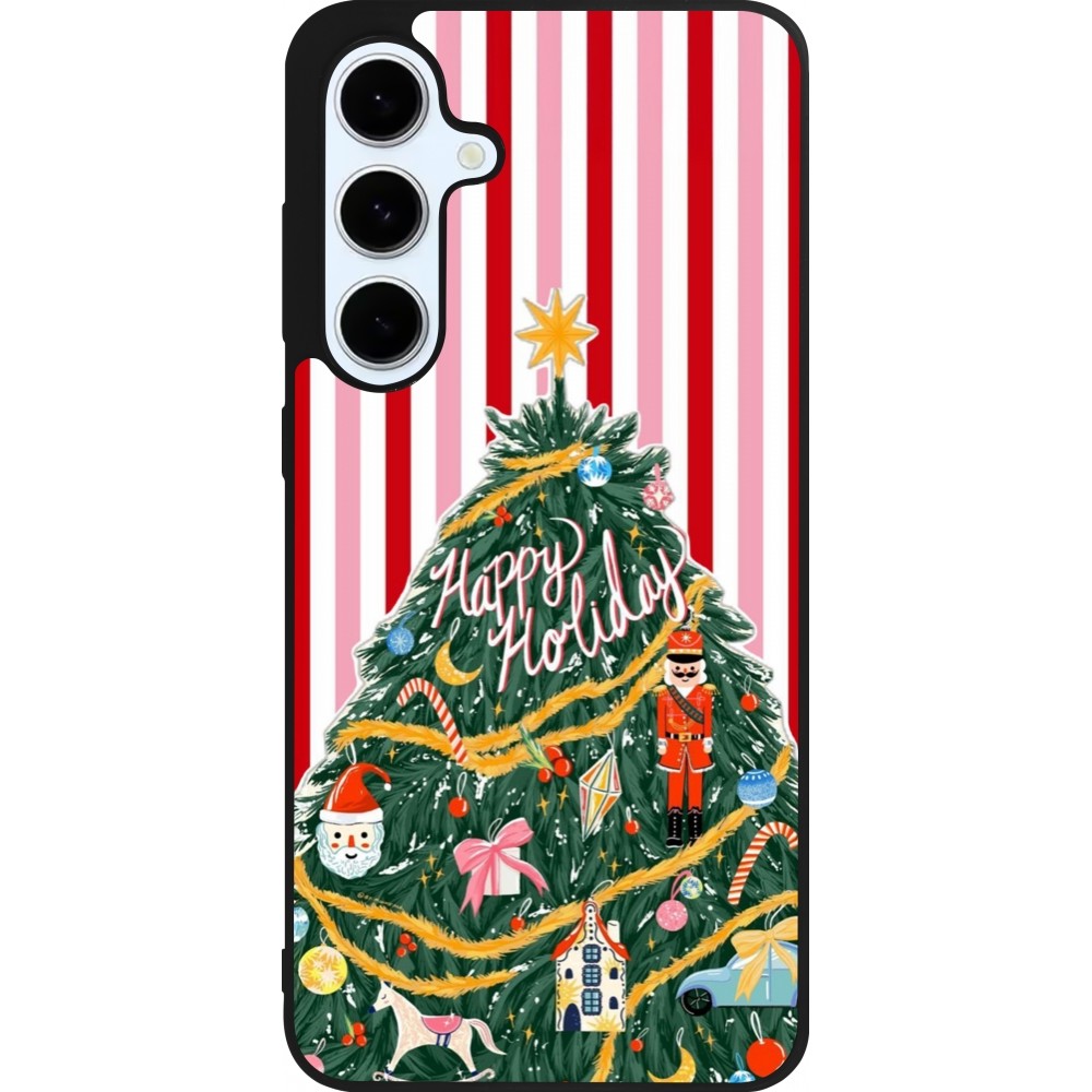 Coque Samsung Galaxy S24 FE - Silicone rigide noir Christmas 25 Happy Holiday