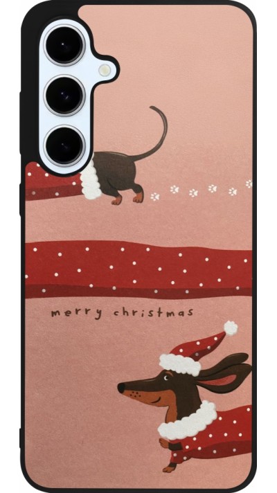Coque Samsung Galaxy S24 FE - Silicone rigide noir Christmas 25 Teckel Merry Xmas