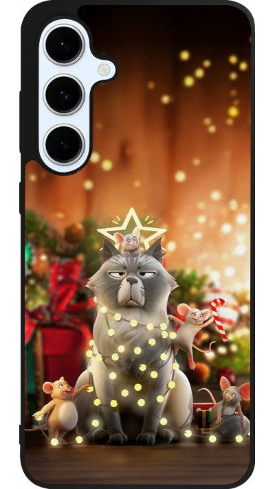 Coque Samsung Galaxy S24 FE - Silicone rigide noir Christmas 25 Xmas Cat
