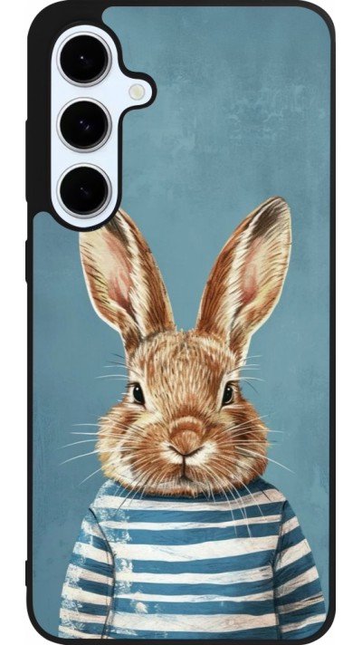 Coque Samsung Galaxy S24 FE - Silicone rigide noir Easter 2026 Rabbit navy