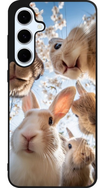 Coque Samsung Galaxy S24 FE - Silicone rigide noir Easter 2026 Rabbits