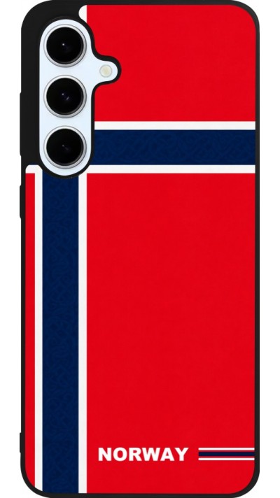 Coque Samsung Galaxy S24 FE - Silicone rigide noir Maillot de football Norvège 2026 personnalisable