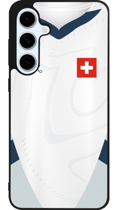 Coque Samsung Galaxy S24 FE - Silicone rigide noir Maillot de football Suisse Extérieur personnalisable Coque Samsung Galaxy S24 FE - Silicone rigide noir Maillot de football Suisse Extérieur personnalisable