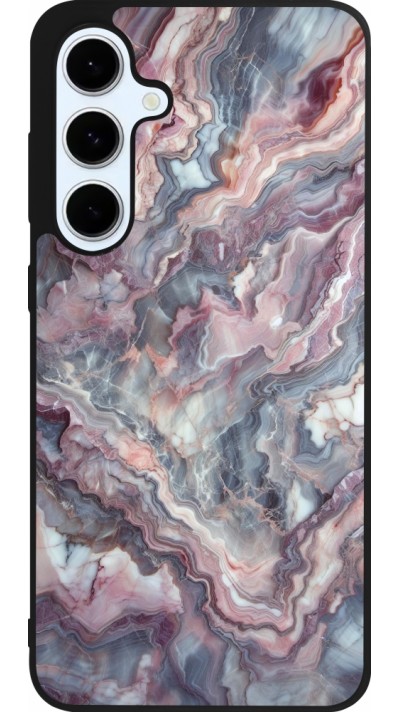 Coque Samsung Galaxy S24 FE - Silicone rigide noir Marbre violette argentée Coque Samsung Galaxy S24 FE - Silicone rigide noir Marbre violette argentée