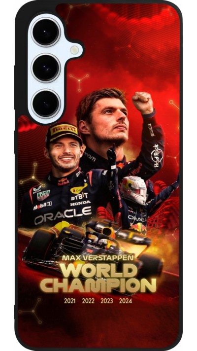 Coque Samsung Galaxy S24 FE - Silicone rigide noir Max Verstappen Champion 2023 Coque Samsung Galaxy S24 FE - Silicone rigide noir Max Verstappen Champion 2023