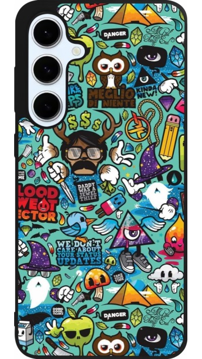 Coque Samsung Galaxy S24 FE - Silicone rigide noir Mixed Cartoons Turquoise Coque Samsung Galaxy S24 FE - Silicone rigide noir Mixed Cartoons Turquoise