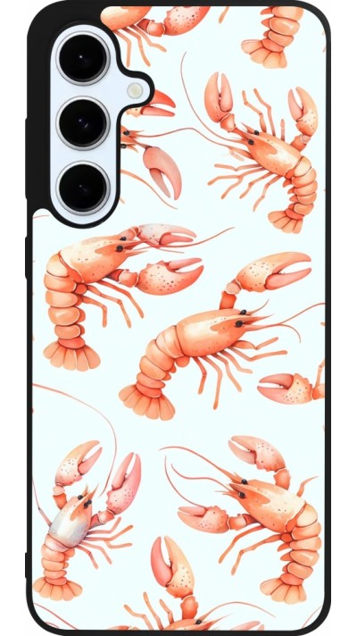 Coque Samsung Galaxy S24 FE - Silicone rigide noir Pattern de homards pastels Coque Samsung Galaxy S24 FE - Silicone rigide noir Pattern de homards pastels