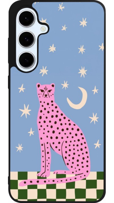 Coque Samsung Galaxy S24 FE - Silicone rigide noir Pink leopard with stars 2026