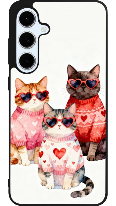 Coque Samsung Galaxy S24 FE - Silicone rigide noir Saint Valentines Day 26 Cat Love