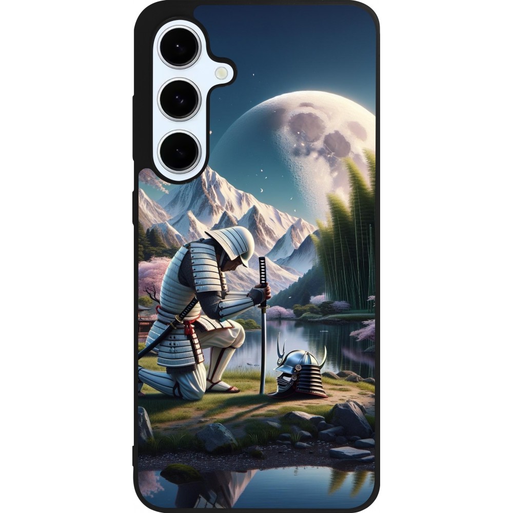 Coque Samsung Galaxy S24 FE - Silicone rigide noir Samurai Katana Lune