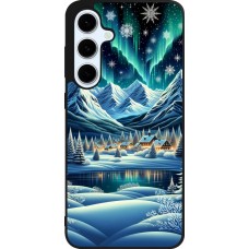 Coque Samsung Galaxy S24 FE - Silicone rigide noir Snowy Mountain Village Lake night