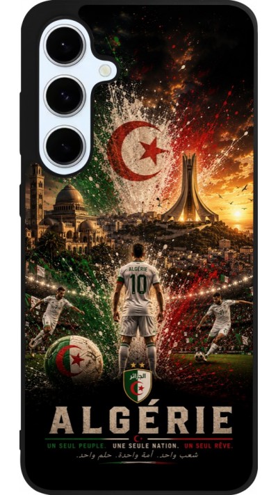 Coque Samsung Galaxy S24 FE - Silicone rigide noir Football Algérie splash 2026