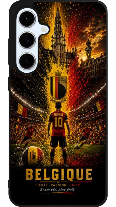 Coque Samsung Galaxy S24 FE - Silicone rigide noir Football Belgique splash 2026