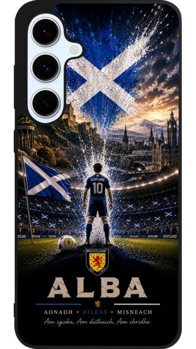 Coque Samsung Galaxy S24 FE - Silicone rigide noir Football Écosse splash 2026