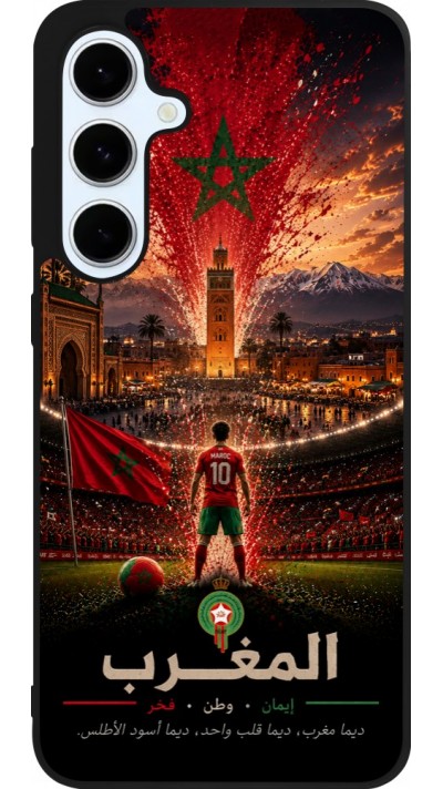 Coque Samsung Galaxy S24 FE - Silicone rigide noir Football Maroc splash 2026
