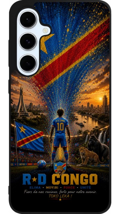 Coque Samsung Galaxy S24 FE - Silicone rigide noir Football République démocratique du Congo splash 2026
