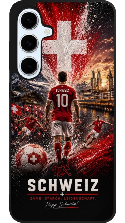 Coque Samsung Galaxy S24 FE - Silicone rigide noir Football Schweiz splash 2026