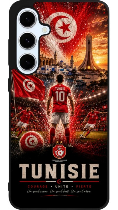 Coque Samsung Galaxy S24 FE - Silicone rigide noir Football Tunisie splash 2026