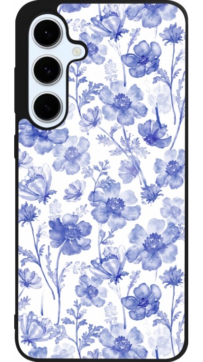 Coque Samsung Galaxy S24 FE - Silicone rigide noir Spring 23 watercolor blue flowers Coque Samsung Galaxy S24 FE - Silicone rigide noir Spring 23 watercolor blue flowers