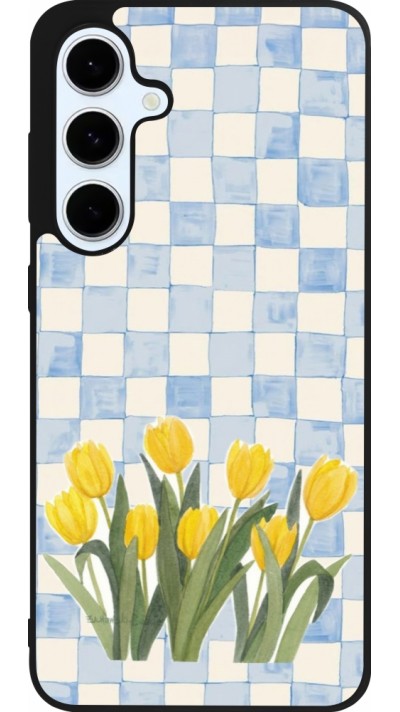 Coque Samsung Galaxy S24 FE - Silicone rigide noir Blue vichy tulips 2026