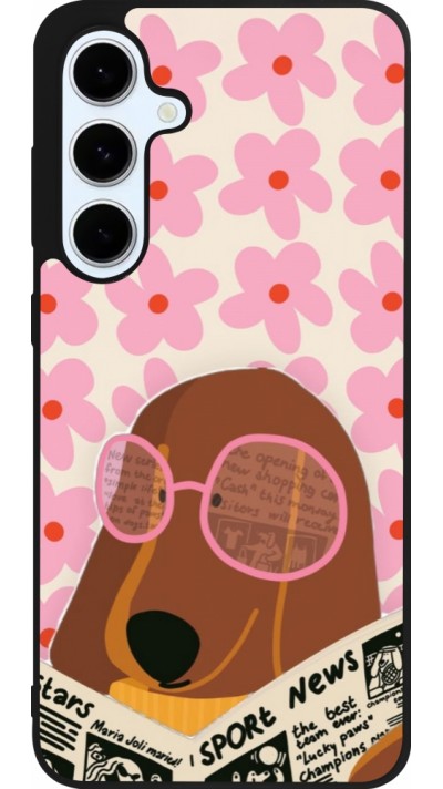 Coque Samsung Galaxy S24 FE - Silicone rigide noir Dog with newspaper 2026