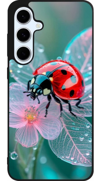 Coque Samsung Galaxy S24 FE - Silicone rigide noir Ladybird in bloom 2026