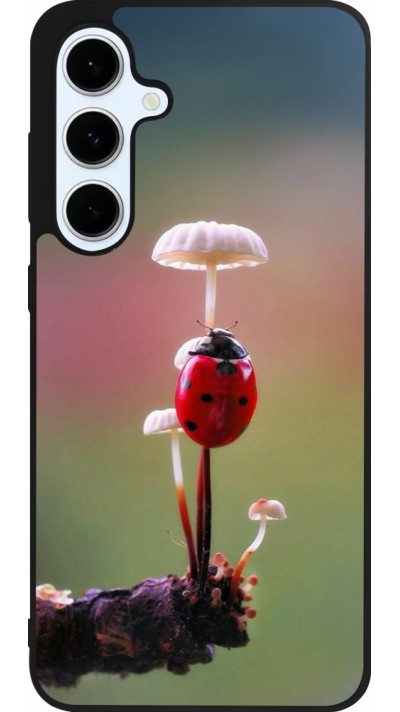 Coque Samsung Galaxy S24 FE - Silicone rigide noir Ladybird on a mushroom 2026