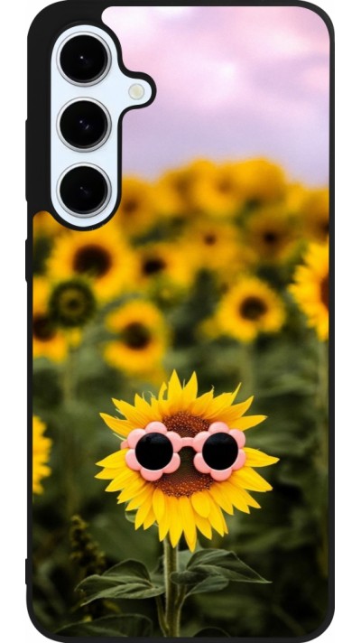 Coque Samsung Galaxy S24 FE - Silicone rigide noir Sunflower with glasses 2026