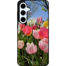 Coque Samsung Galaxy S24 FE - Silicone rigide noir Tulips Spring 2026