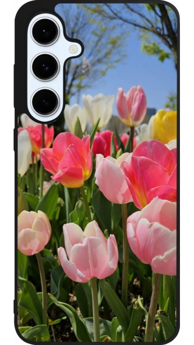 Coque Samsung Galaxy S24 FE - Silicone rigide noir Tulips 2026