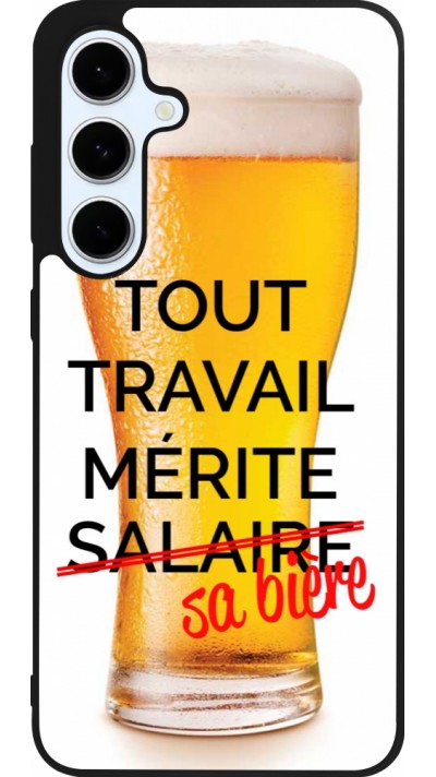 Coque Samsung Galaxy S24 FE - Silicone rigide noir Tout travail mérite sa bière Coque Samsung Galaxy S24 FE - Silicone rigide noir Tout travail mérite sa bière