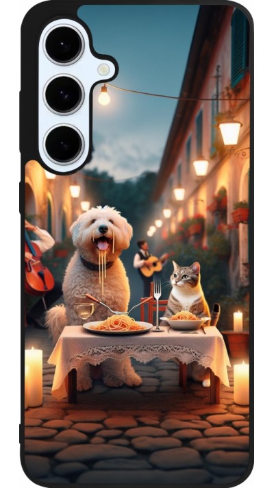 Coque Samsung Galaxy S24 FE - Silicone rigide noir Valentine 2024 Dog & Cat Candlelight Coque Samsung Galaxy S24 FE - Silicone rigide noir Valentine 2024 Dog & Cat Candlelight