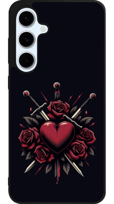 Coque Samsung Galaxy S24 FE - Silicone rigide noir Valentine 2024 gothic love Coque Samsung Galaxy S24 FE - Silicone rigide noir Valentine 2024 gothic love