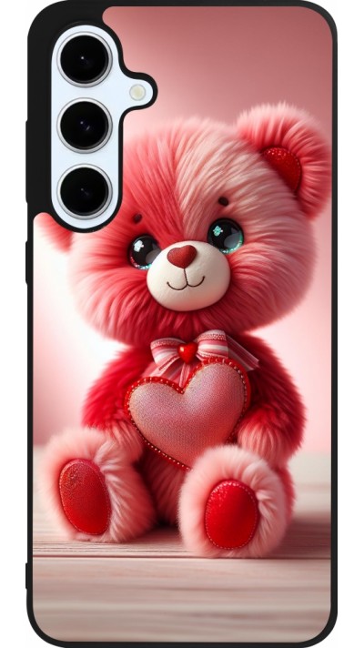 Coque Samsung Galaxy S24 FE - Silicone rigide noir Valentine 2024 Ourson rose Coque Samsung Galaxy S24 FE - Silicone rigide noir Valentine 2024 Ourson rose
