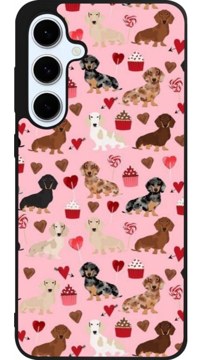 Coque Samsung Galaxy S24 FE - Silicone rigide noir Valentine 2024 puppy love Coque Samsung Galaxy S24 FE - Silicone rigide noir Valentine 2024 puppy love