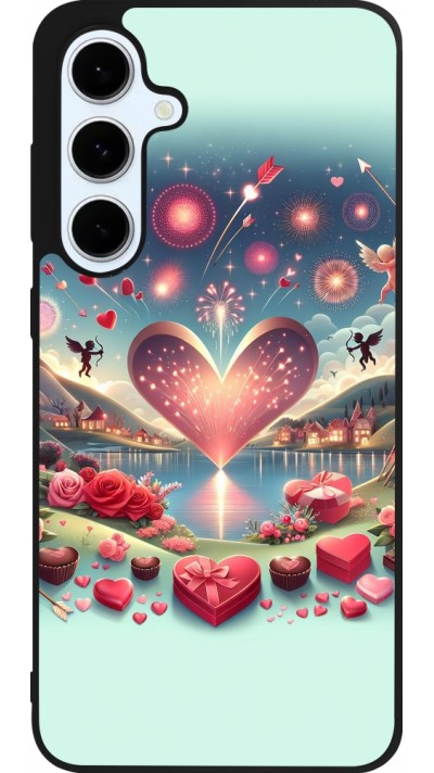 Coque Samsung Galaxy S24 FE - Silicone rigide noir Valentine 2025 Chic